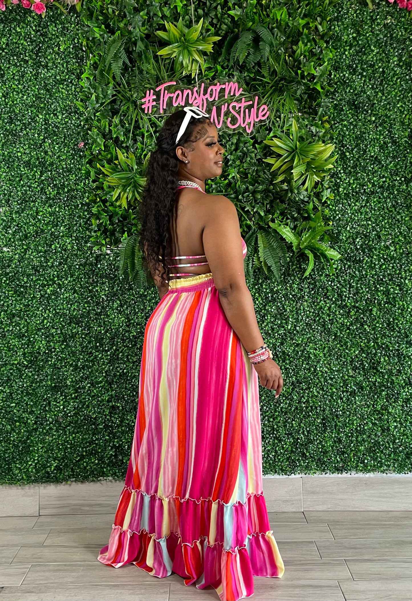 Pink Multi Color Dress