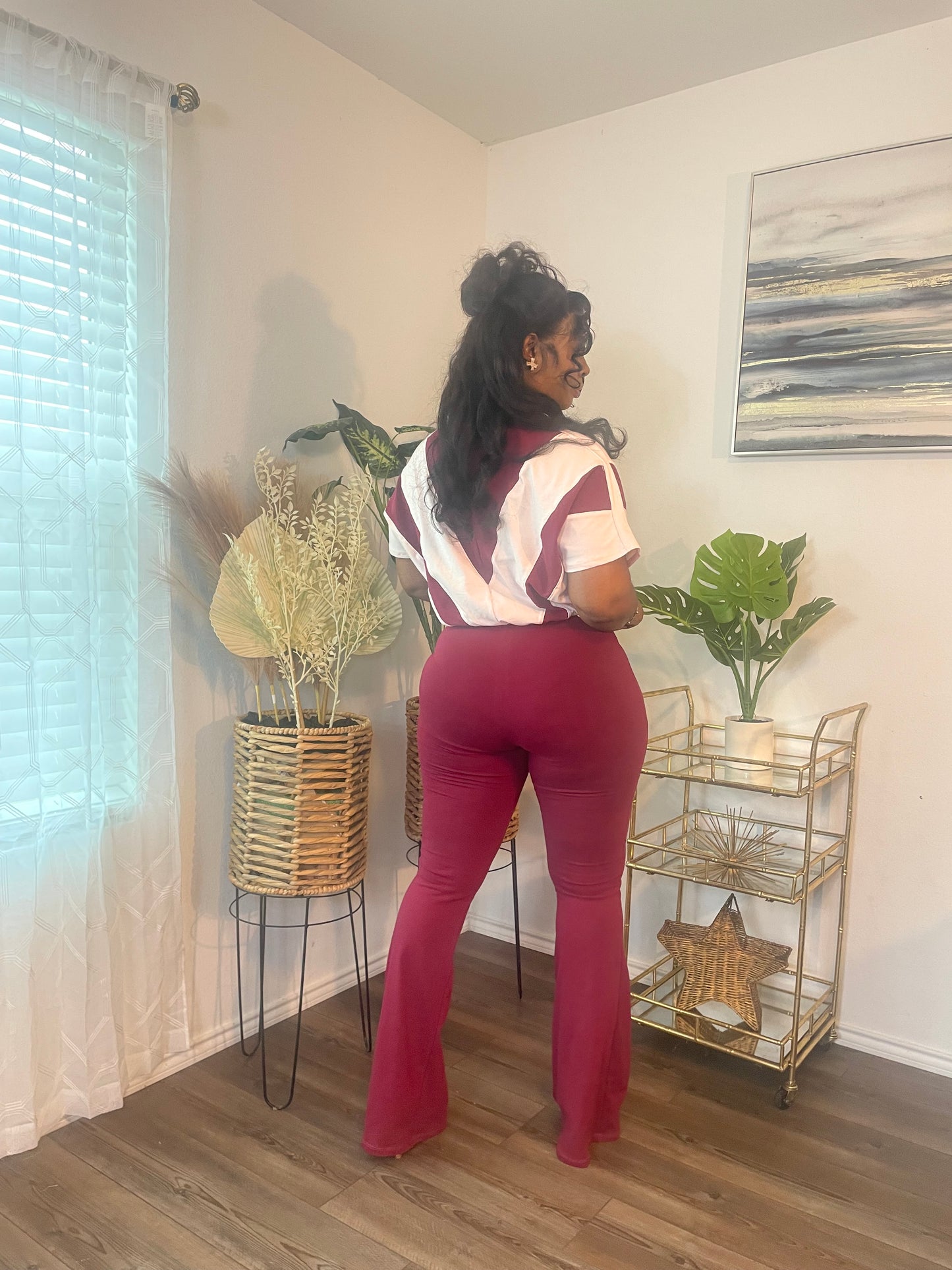 Color Block Jumpsuit (Burgundy)