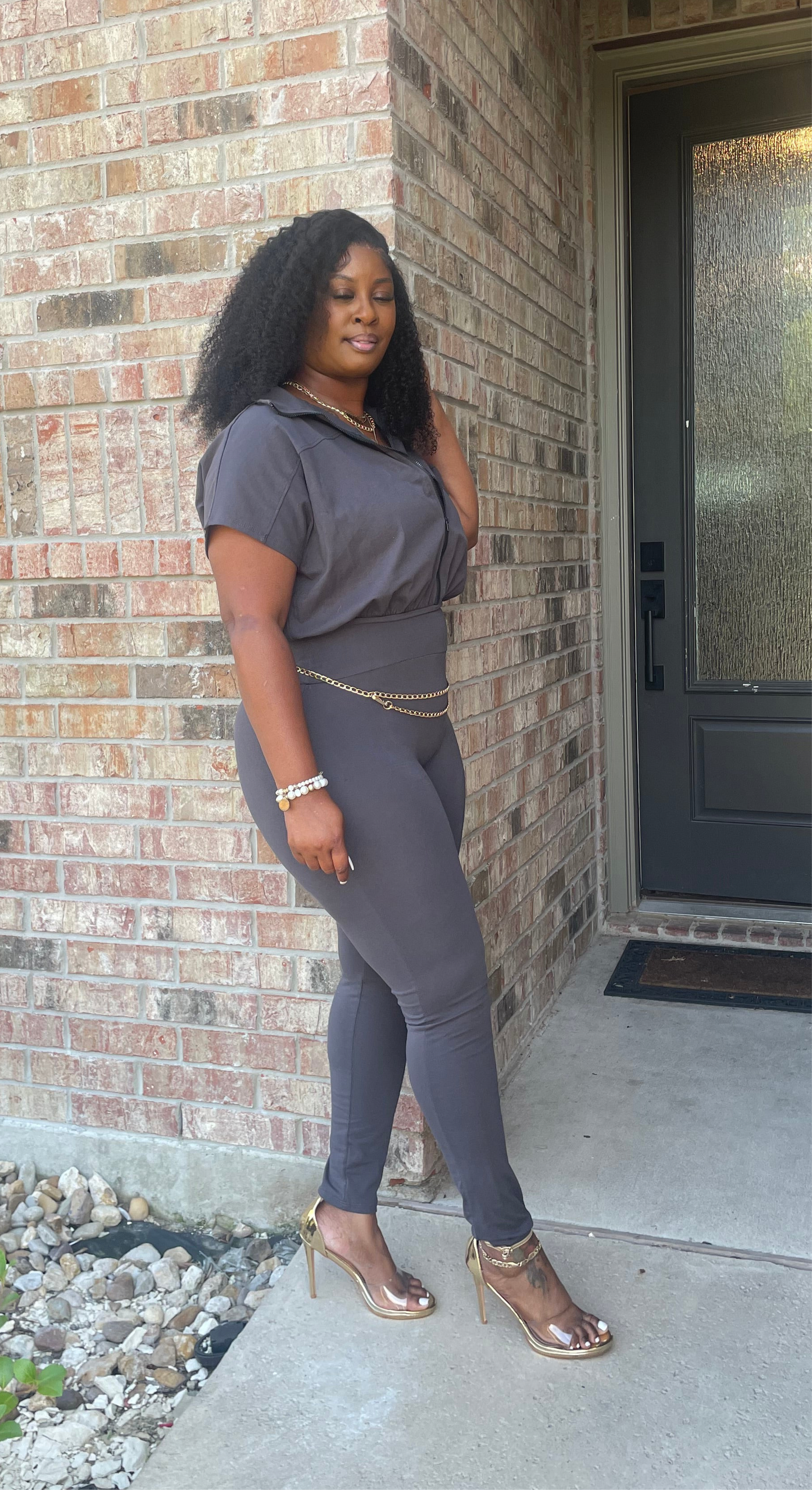 Dat Girl Jumpsuit (Cement)