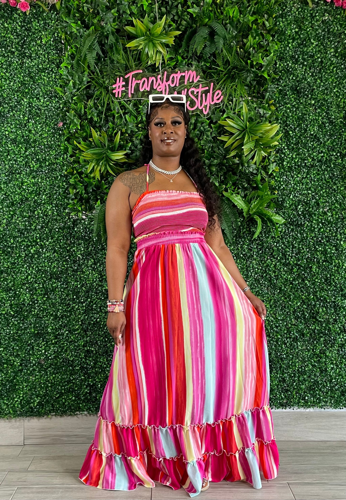Pink Multi Color Dress