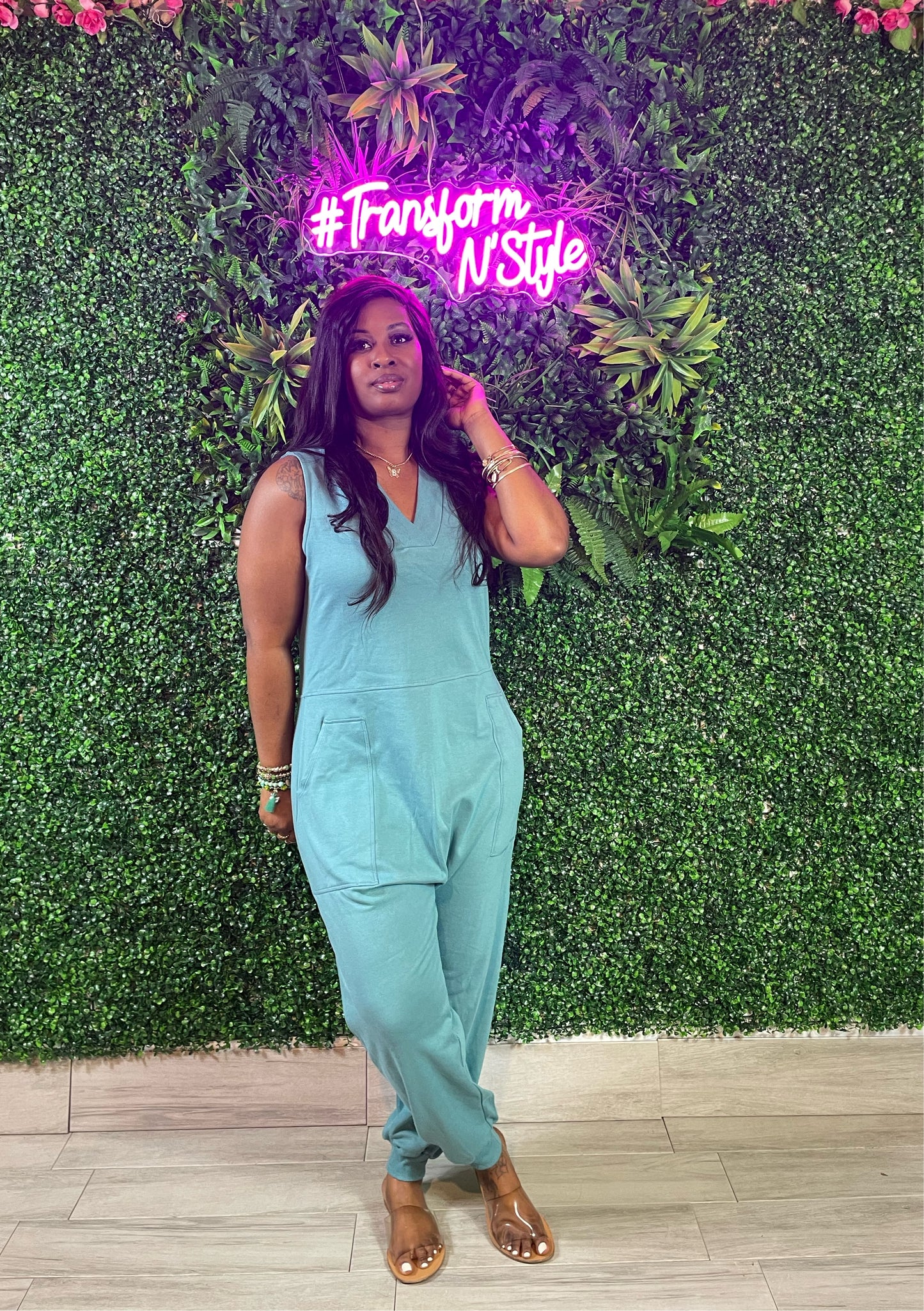 Harlem Jumpsuit (Dusty Teal)