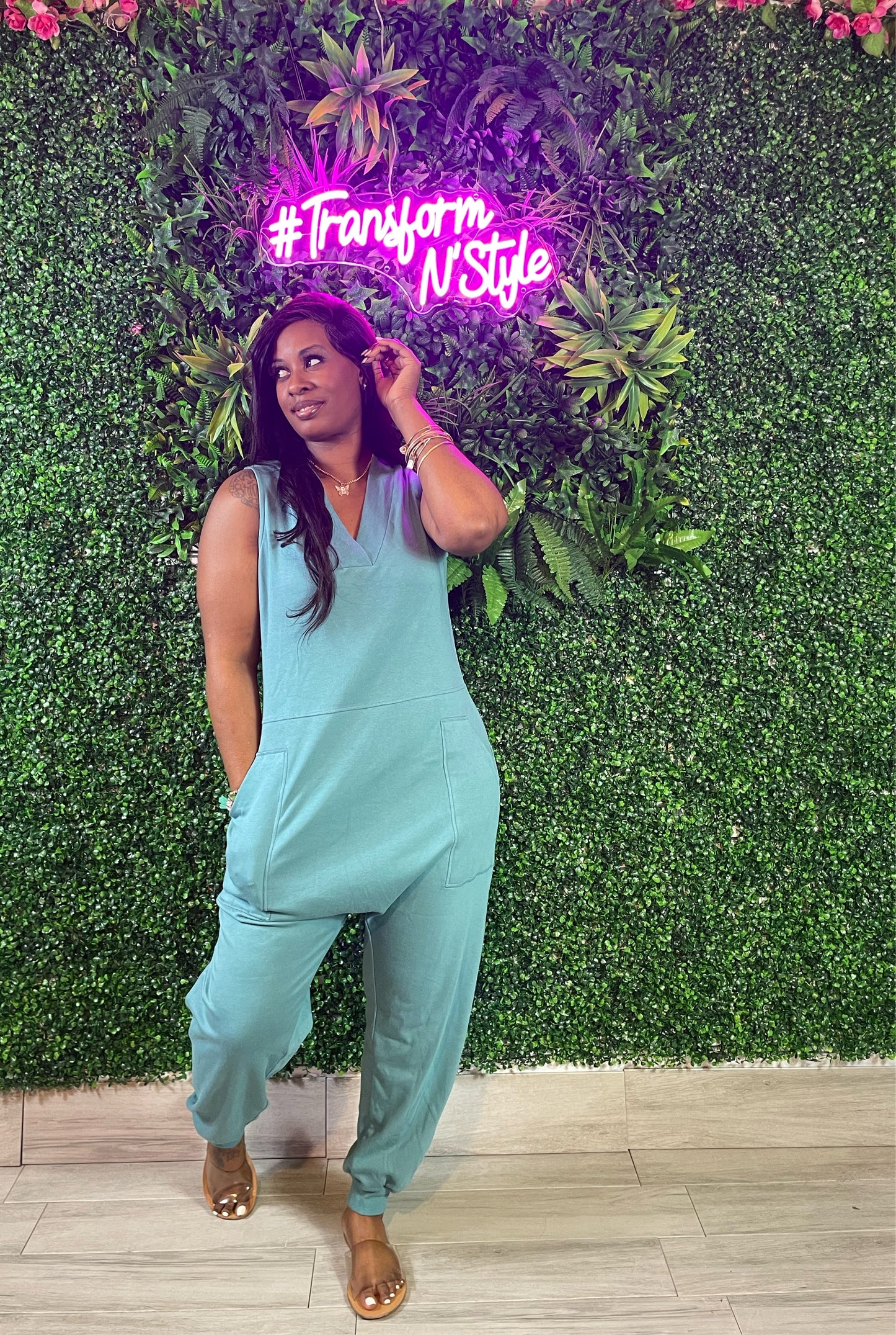 Harlem Jumpsuit (Dusty Teal)