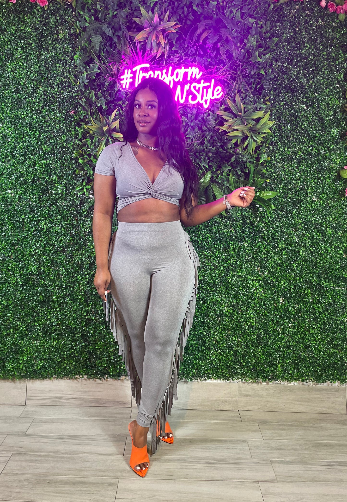 Grey Fringy Set