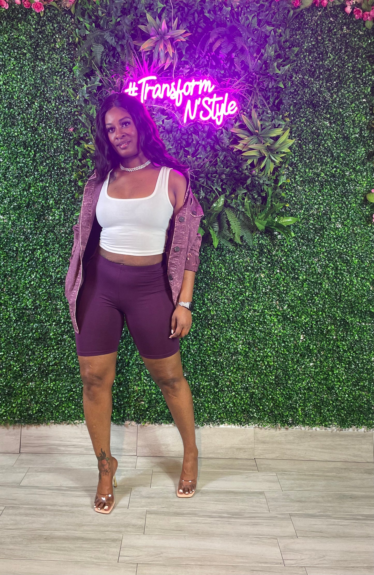 Stonewashed Shackets (Eggplant)