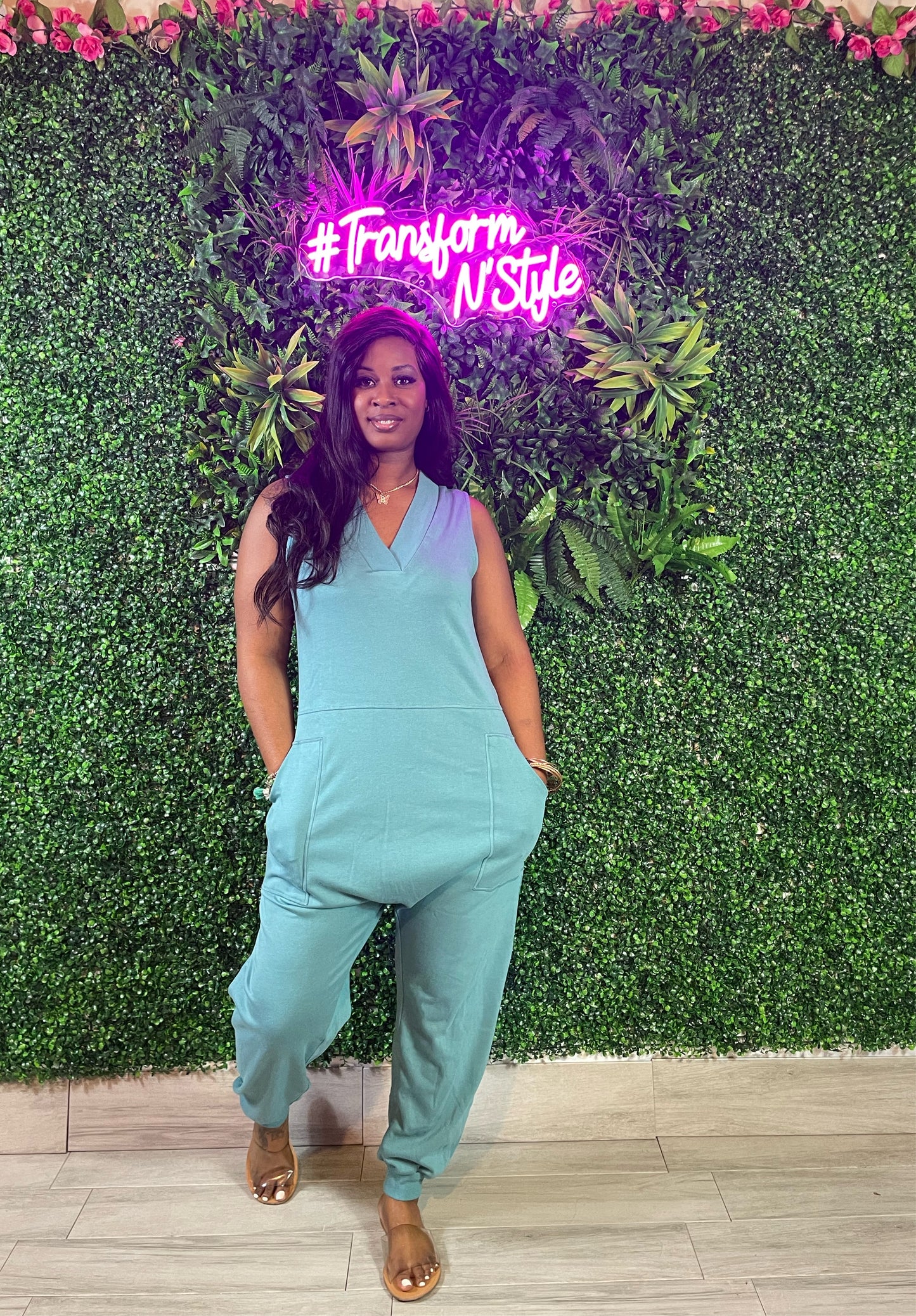 Harlem Jumpsuit (Dusty Teal)