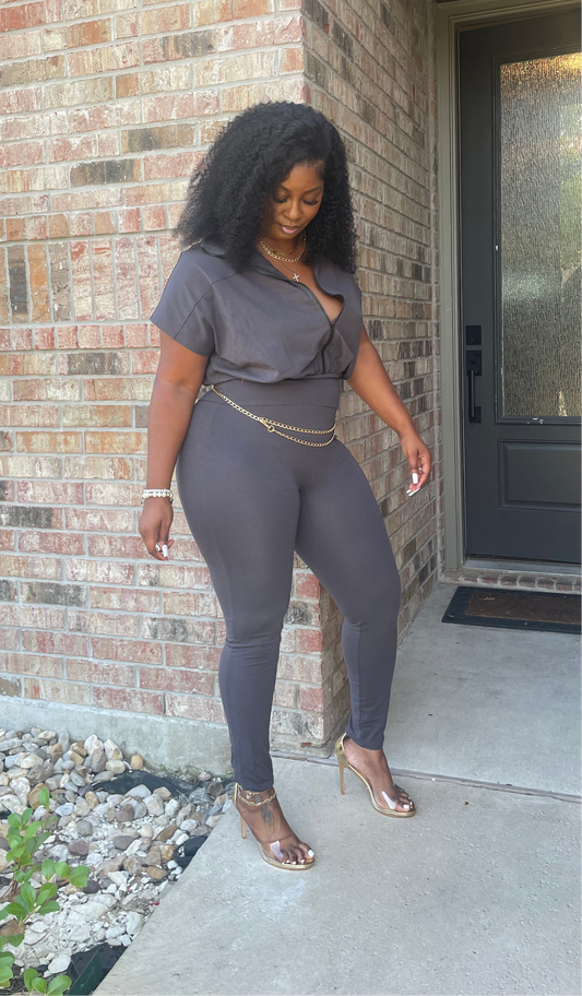 Dat Girl Jumpsuit (Cement)